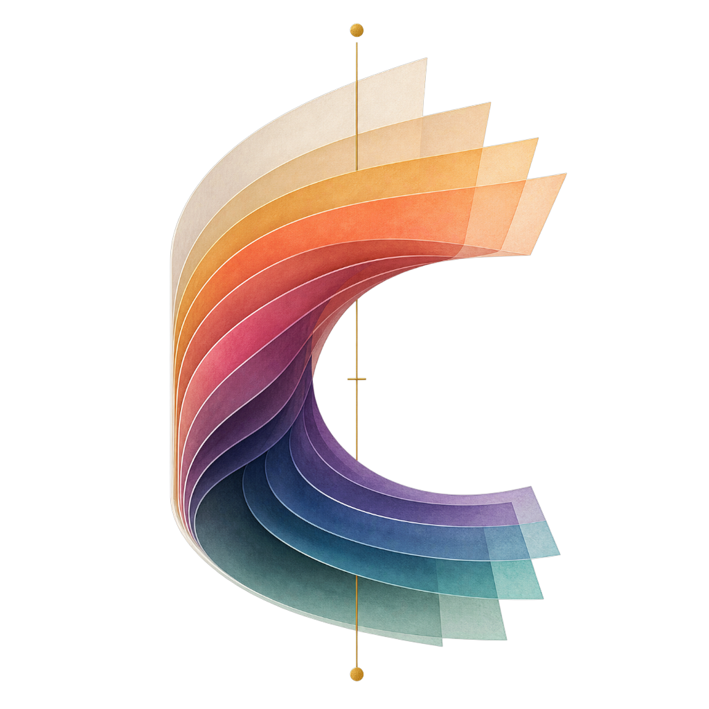 The Chromologium mark: coloured layers arranged around a fine brass axis