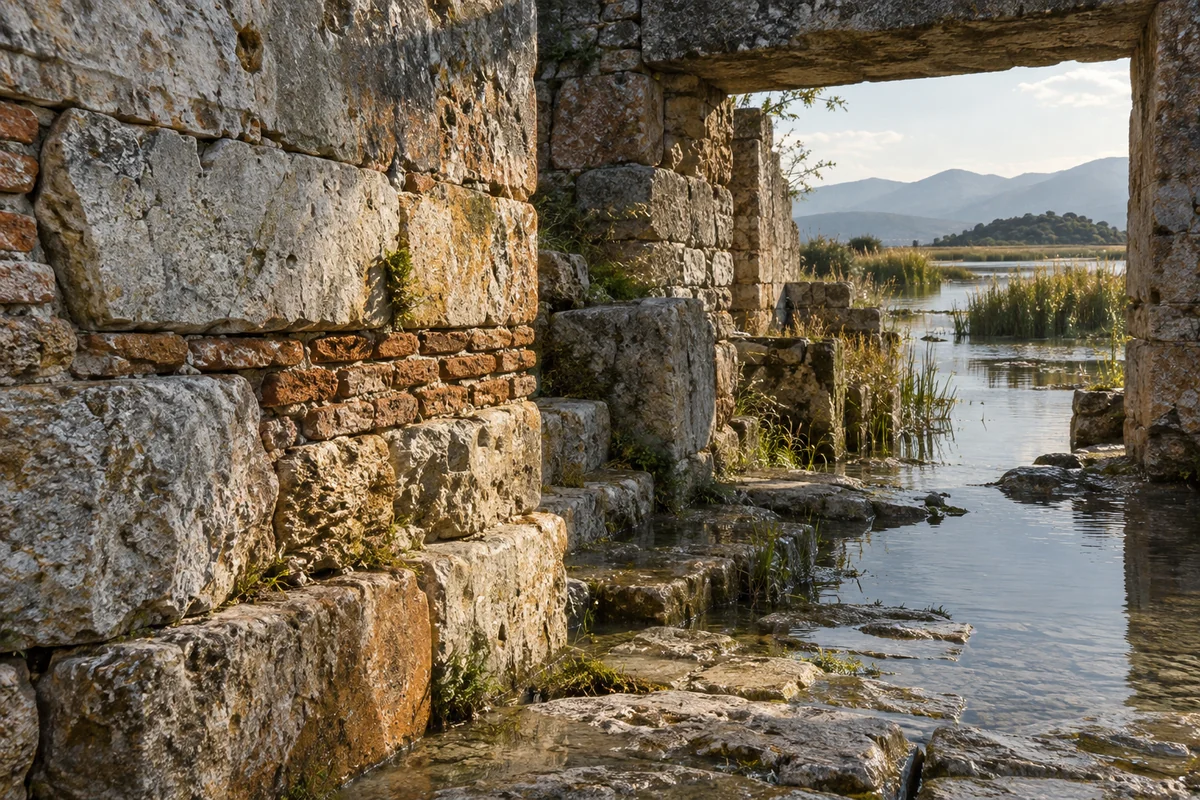 Albania: an imagined spatial interpretation of archaeological layers & wetland edges.