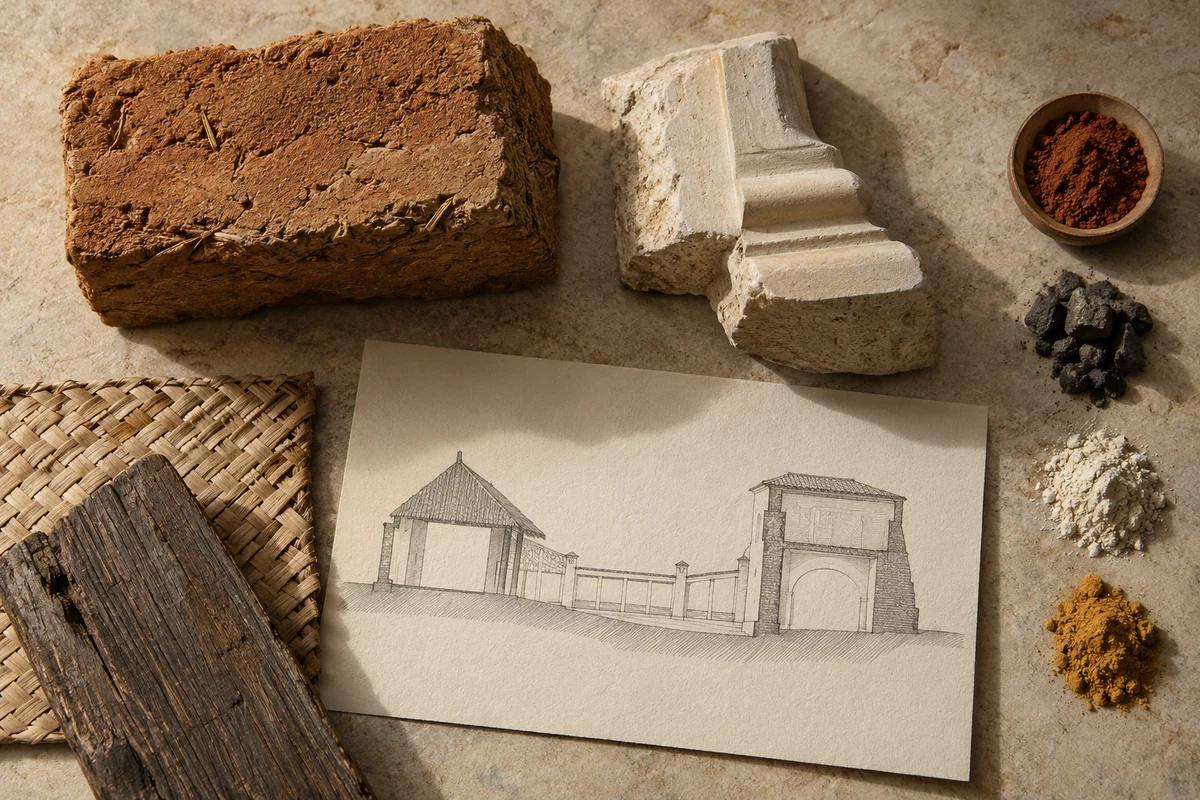 Angola: a tabletop material and section study exploring royal spaces & changing construction.