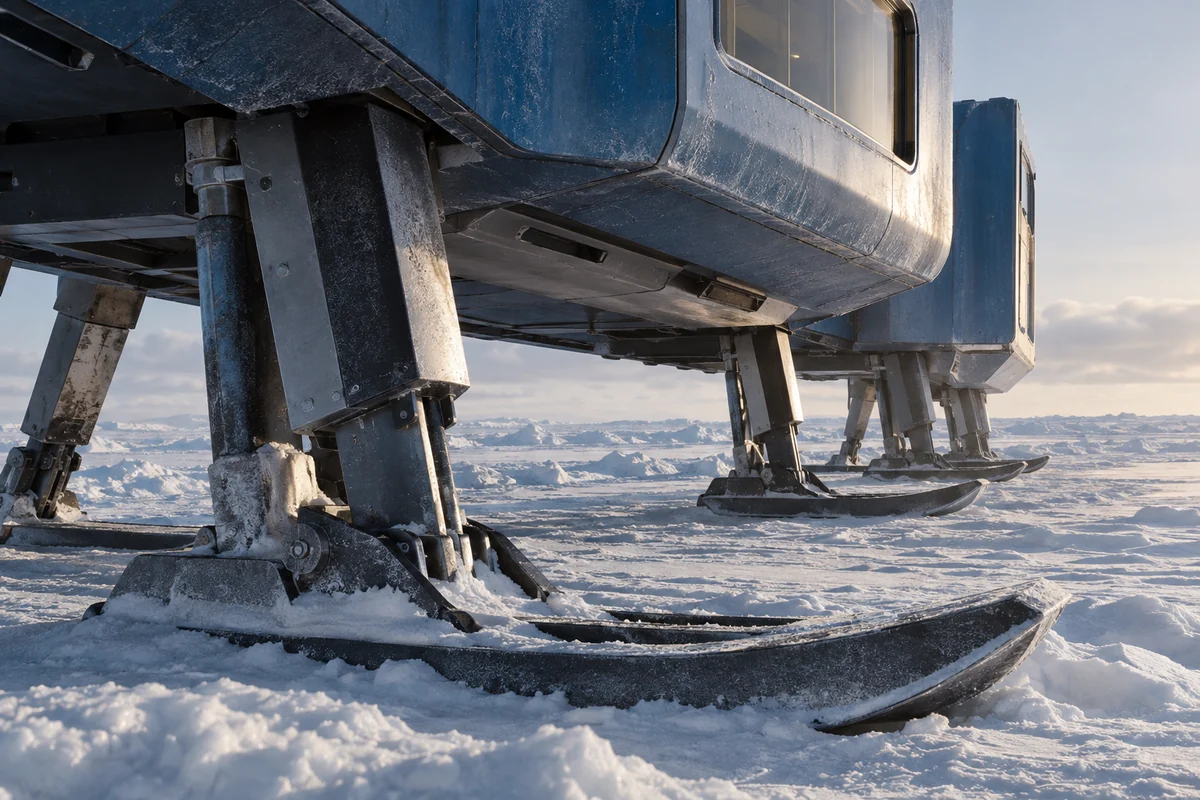 Antarctica: an imagined spatial interpretation of elevated research modules & moving ice.