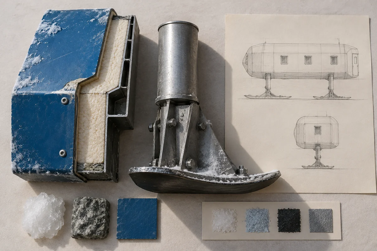 Antarctica: a tabletop material and section study exploring elevated research modules & moving ice.