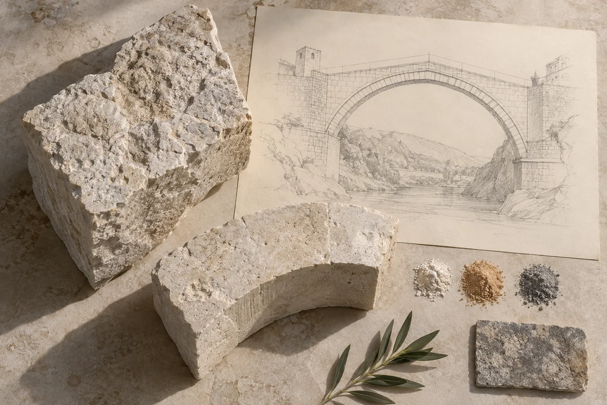 Bosnia and Herzegovina: a tabletop material and section study exploring stone arches & the work of rebuilding.