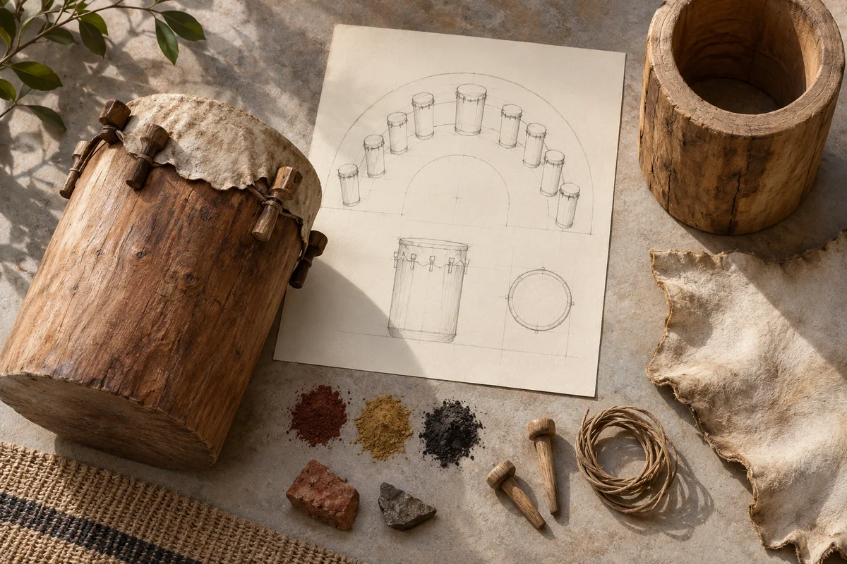 Burundi: a tabletop material and section study exploring drum making & collective rhythm.