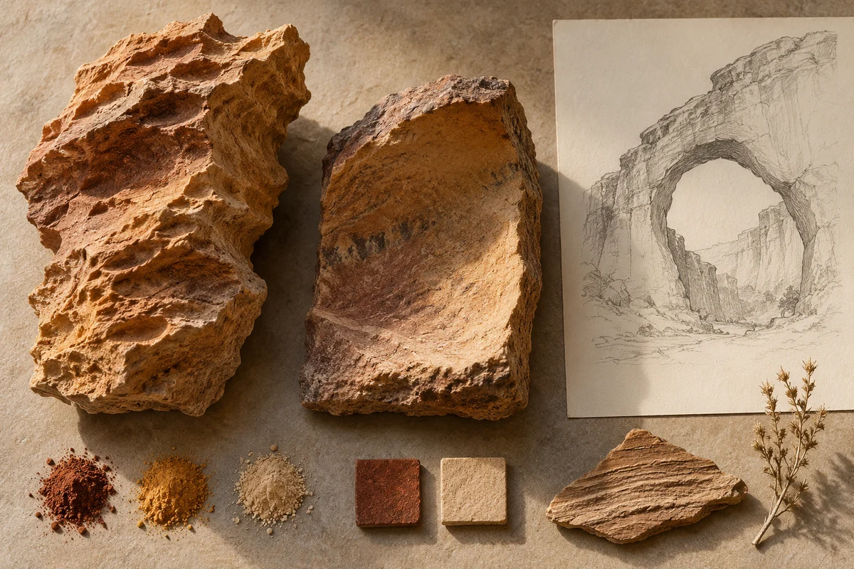 Chad: a tabletop material and section study exploring sandstone arches & sheltered surfaces.