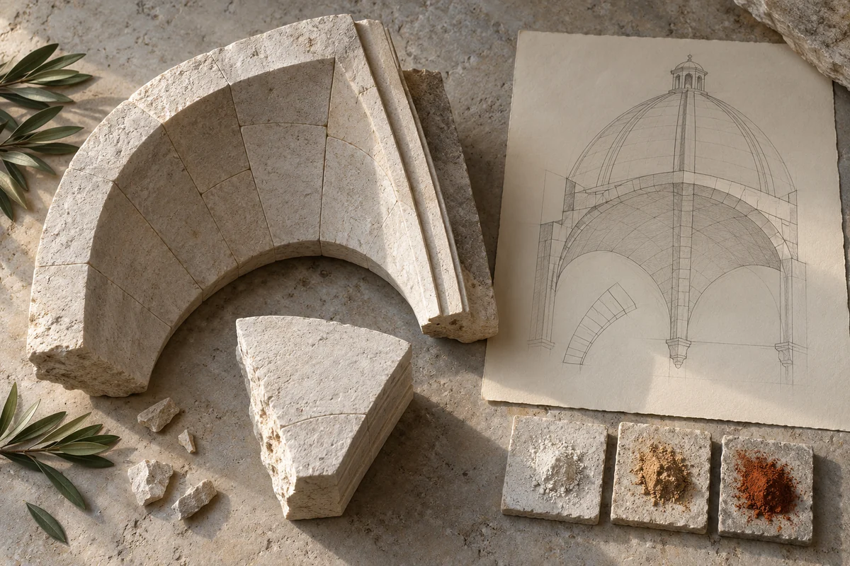 Croatia: a tabletop material and section study exploring stone vaults & assembled surfaces.