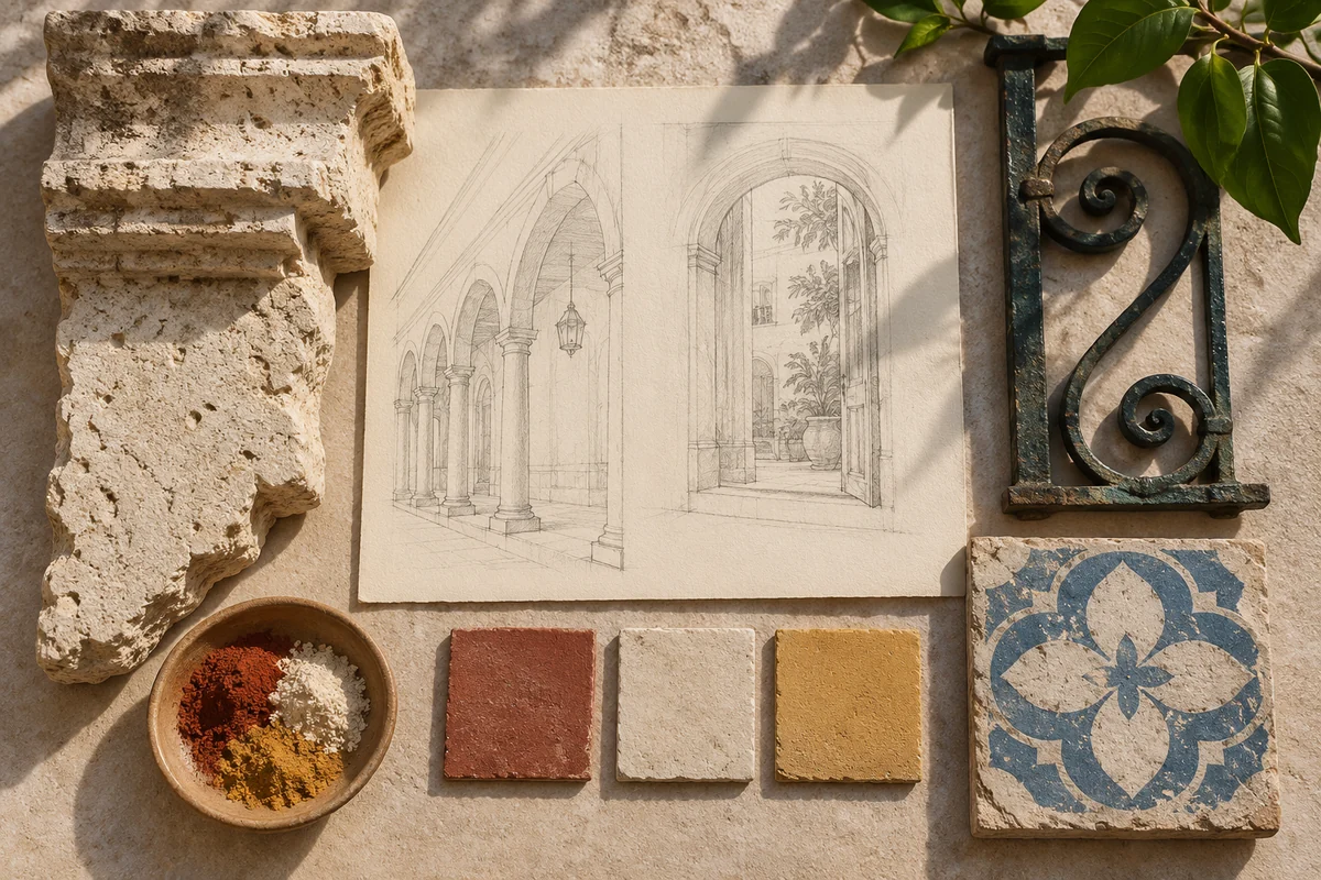 Cuba: a tabletop material and section study exploring arcades, balconies & inner courts.