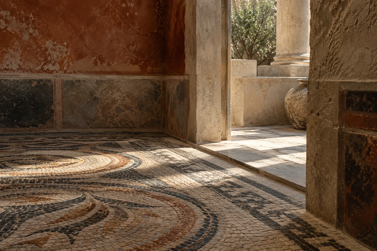 Cyprus: an imagined spatial interpretation of mosaic floors & archaeological rooms.