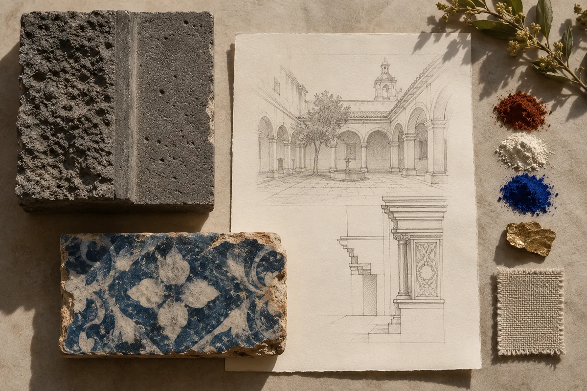 Ecuador: a tabletop material and section study exploring highland courtyards & layered interiors.