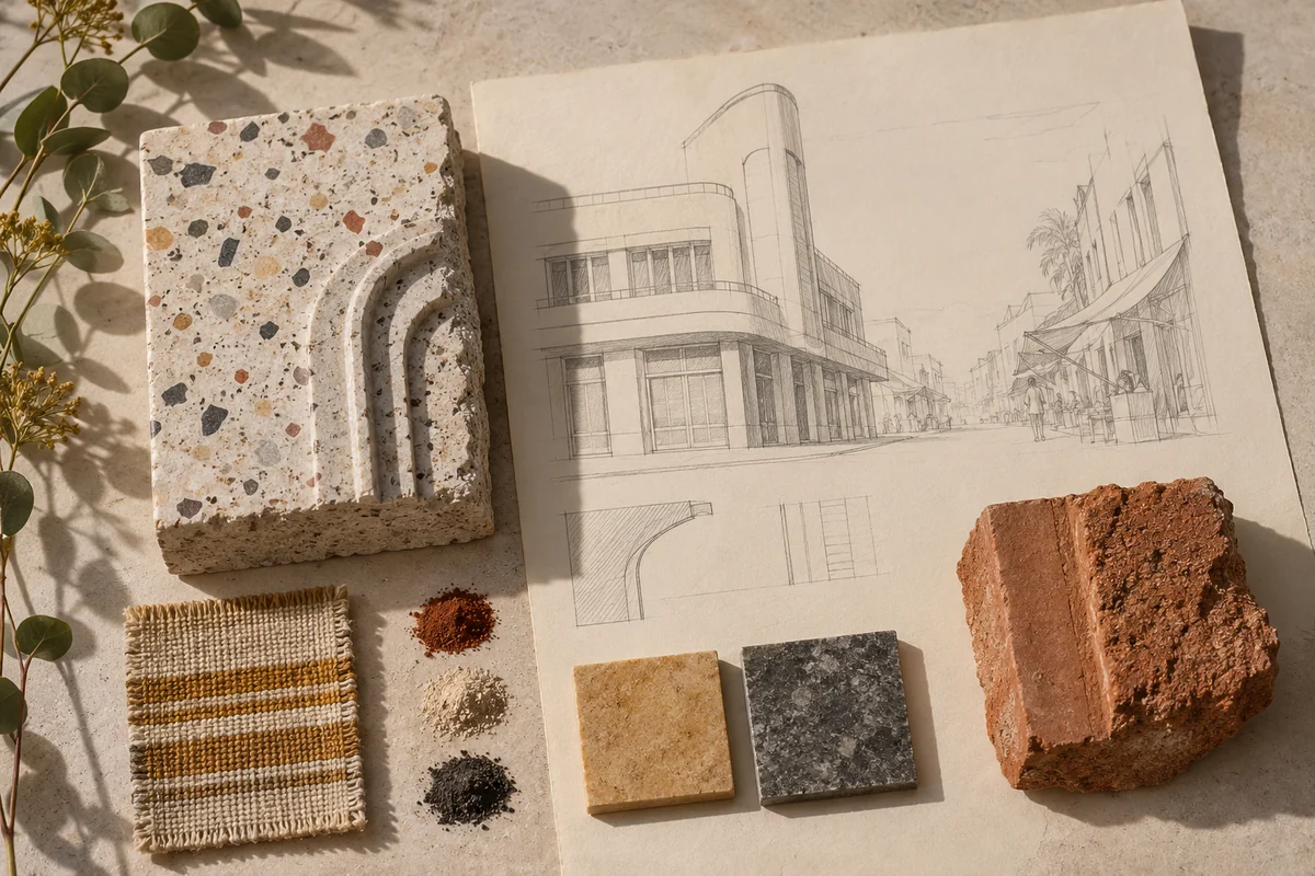 Eritrea: a tabletop material and section study exploring modernist forms & lived urban fabric.