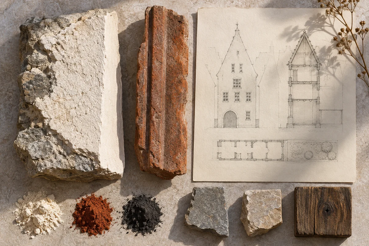Estonia: a tabletop material and section study exploring merchant houses & medieval streets.