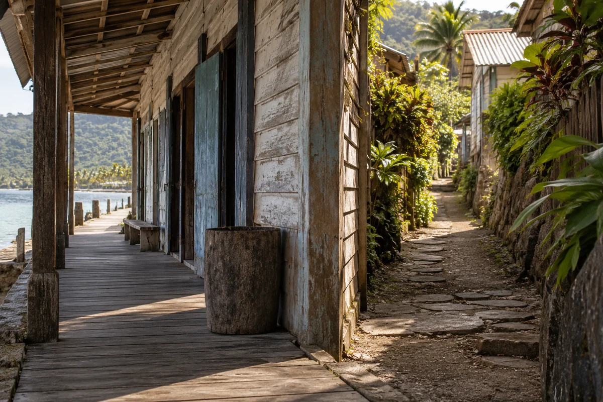 Fiji: an imagined spatial interpretation of low-rise timber streetscapes.