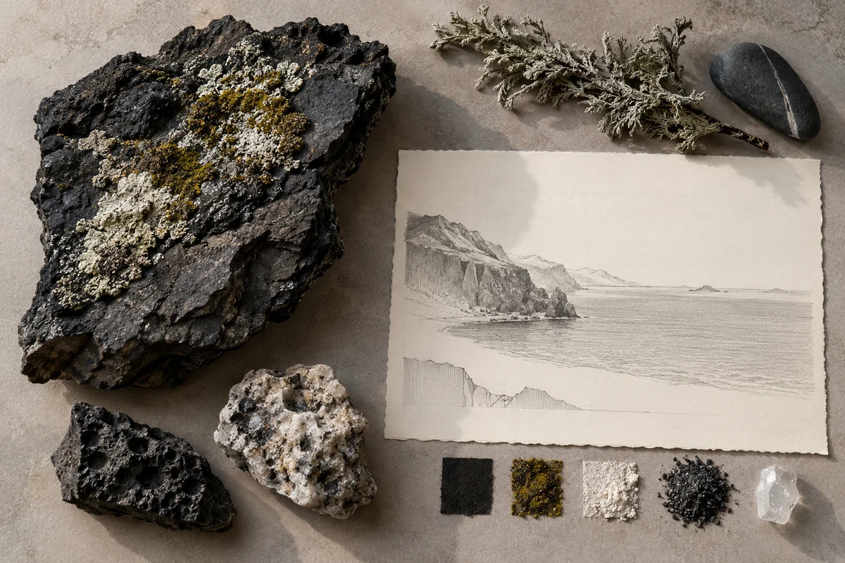 French Southern and Antarctic Lands: a tabletop material and section study exploring remote island edges & open ocean.