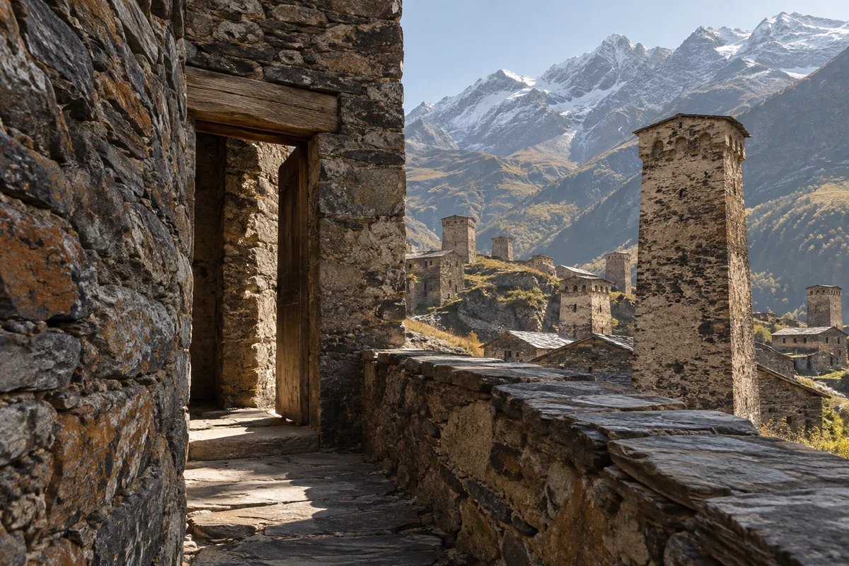 Georgia: an imagined spatial interpretation of mountain tower-houses & village groups.