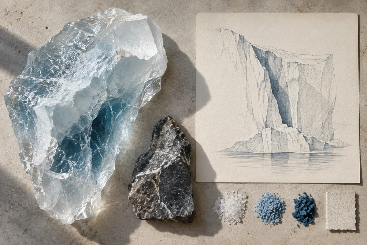 Greenland: a tabletop material and section study exploring glacial ice & calving edges.