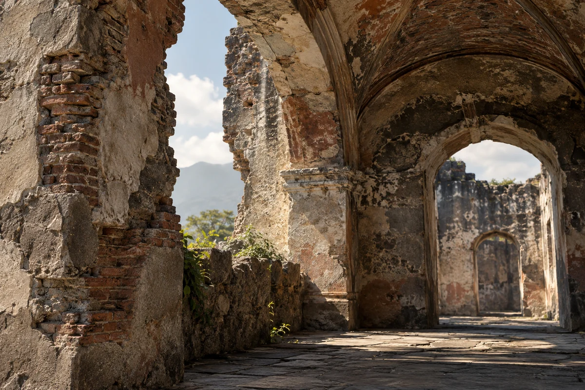 Guatemala: an imagined spatial interpretation of courtyard ruins & earthquake memory.