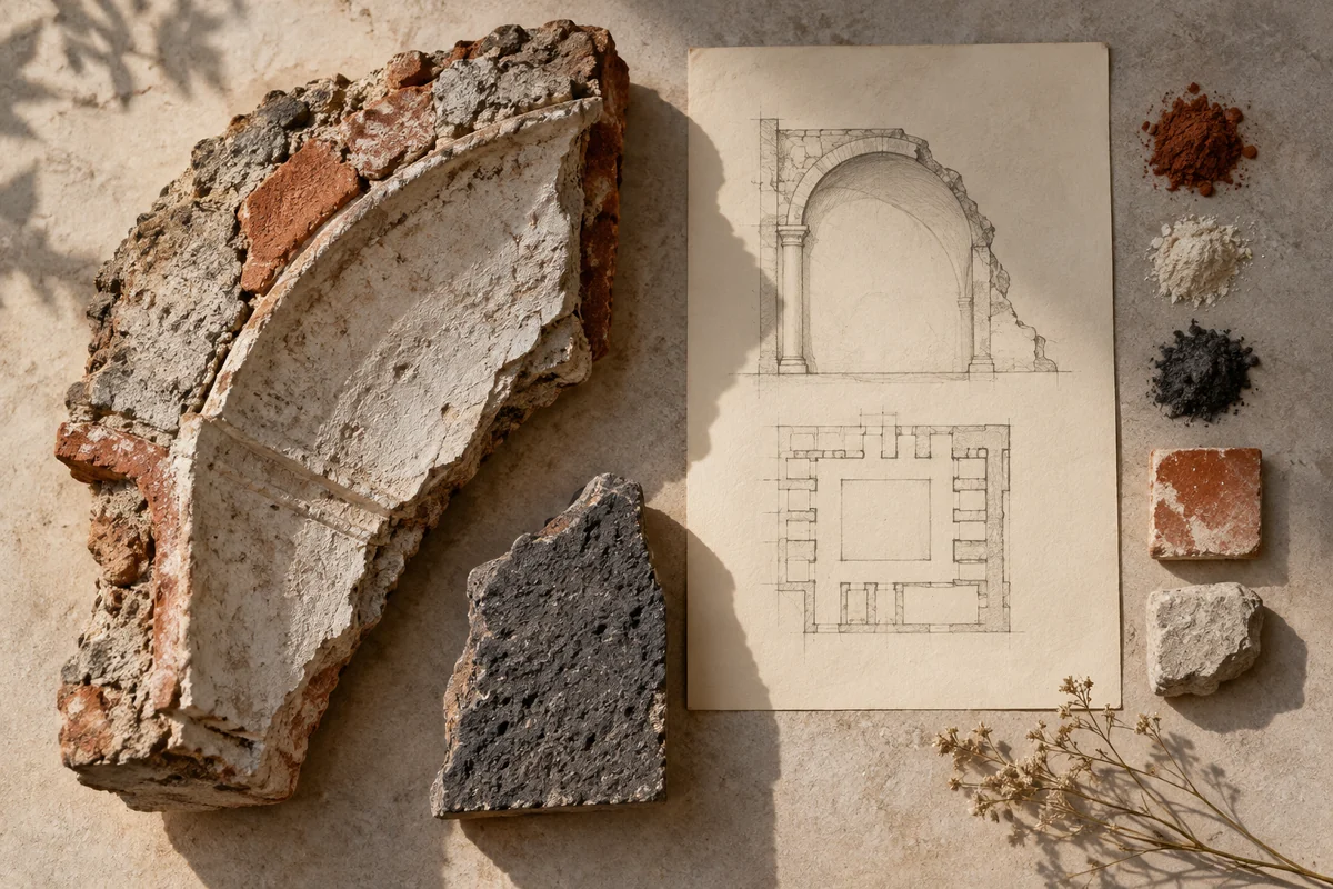 Guatemala: a tabletop material and section study exploring courtyard ruins & earthquake memory.