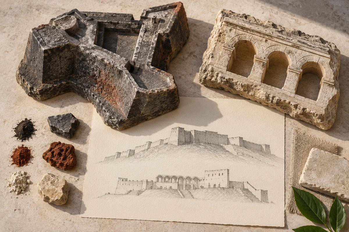 Haiti: a tabletop material and section study exploring fortified mass & independence monuments.