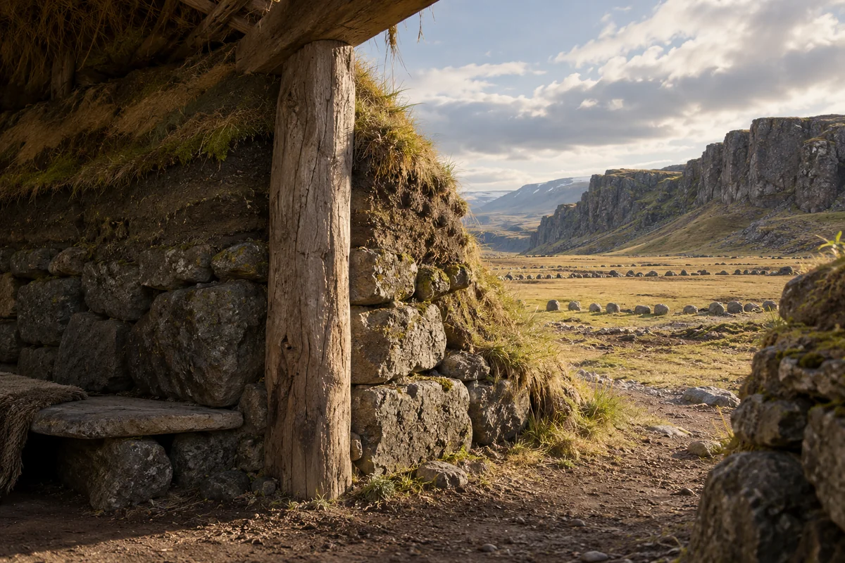 Iceland: an imagined spatial interpretation of turf booths & an open-air assembly.