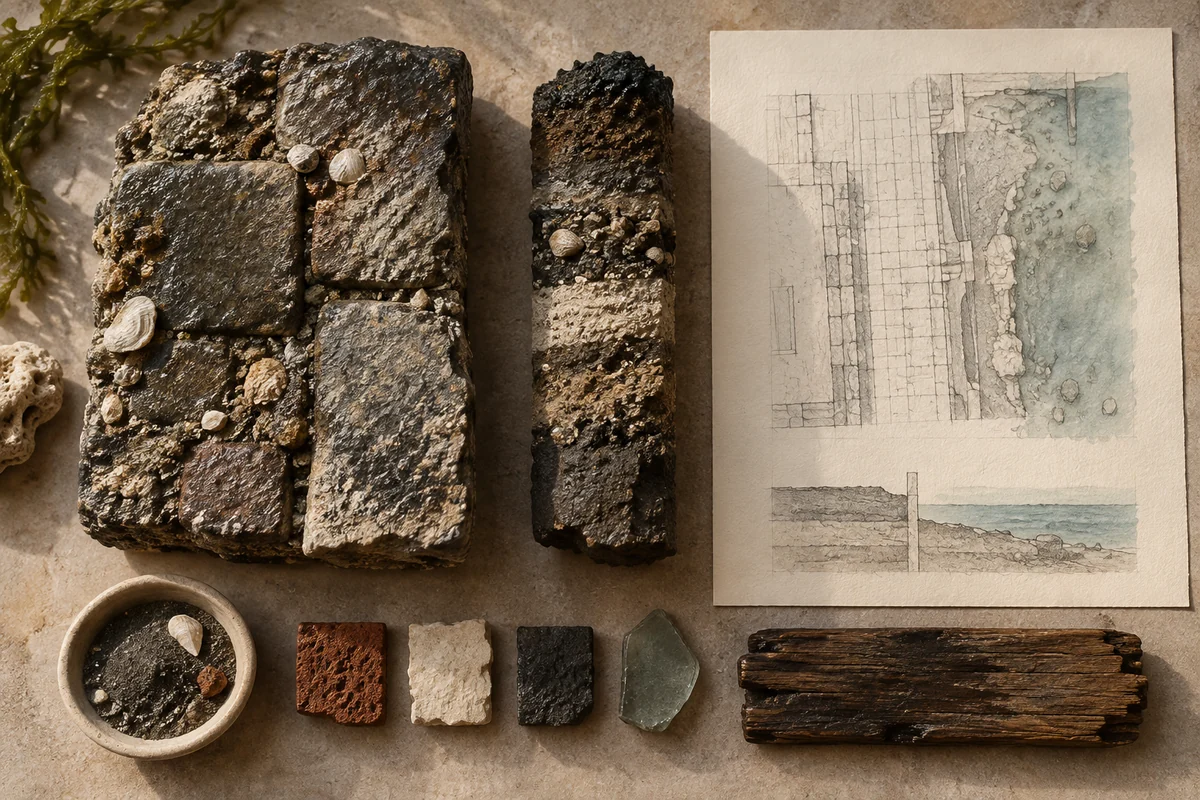 Jamaica: a tabletop material and section study exploring submerged streets & archaeological layers.