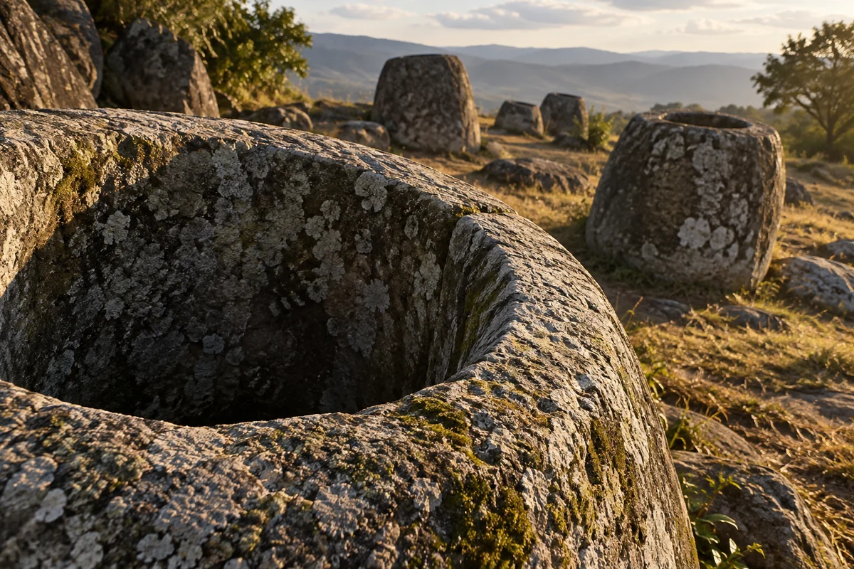 Laos: an imagined spatial interpretation of carved stone jars & funerary ground.