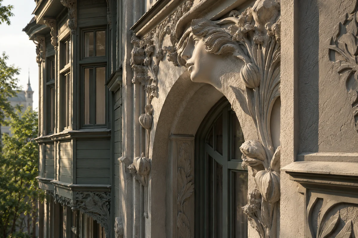 Latvia: an imagined spatial interpretation of art nouveau detail & timber suburbs.