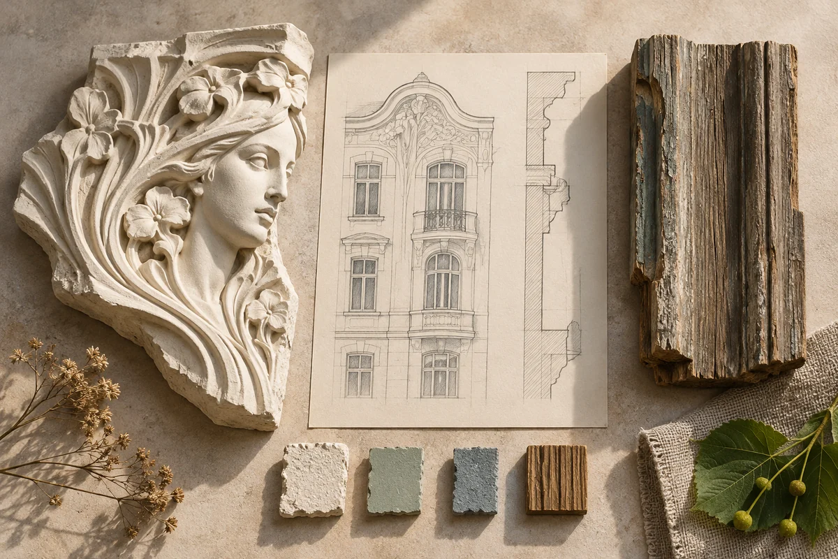 Latvia: a tabletop material and section study exploring art nouveau detail & timber suburbs.
