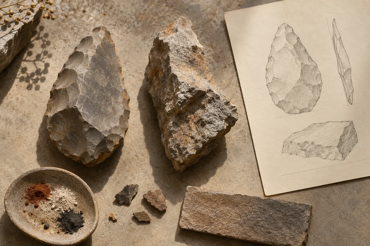 Malaysia: a tabletop material and section study exploring stone tools & archaeological workshops.