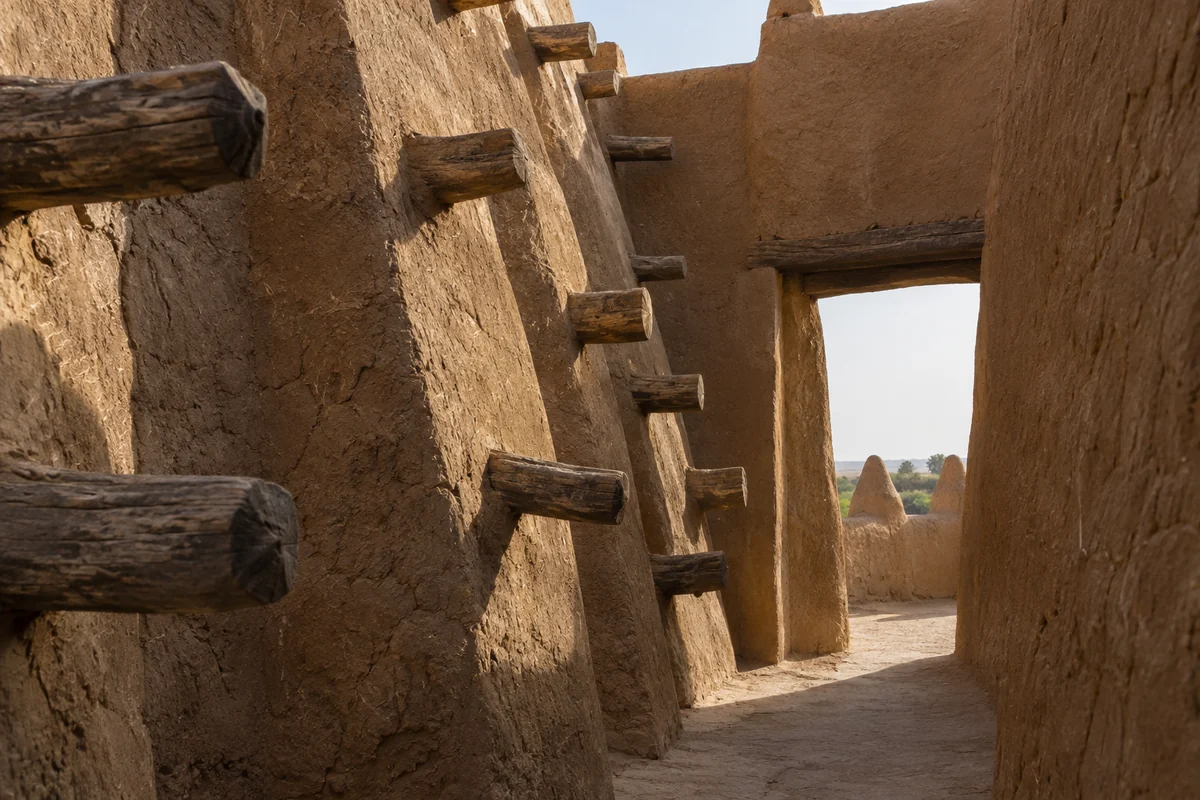 Mali: an imagined spatial interpretation of monumental earth & projecting timber.