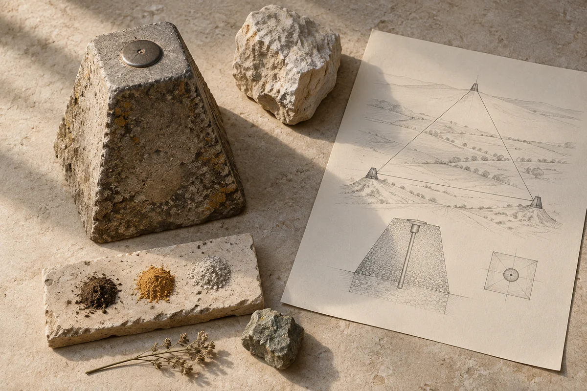 Moldova: a tabletop material and section study exploring survey points & measured distance.