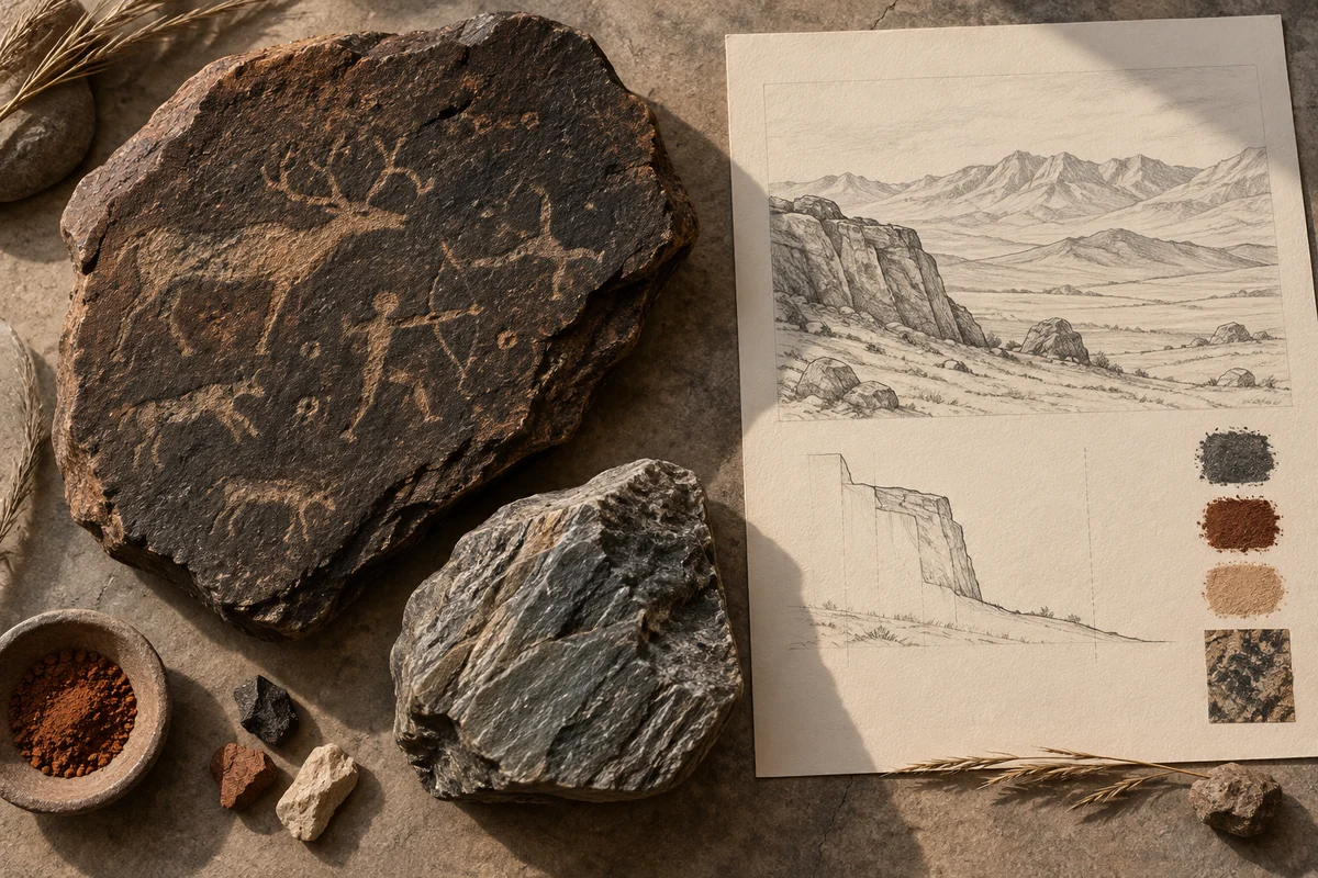 Mongolia: a tabletop material and section study exploring altai rock carvings & pastoral change.