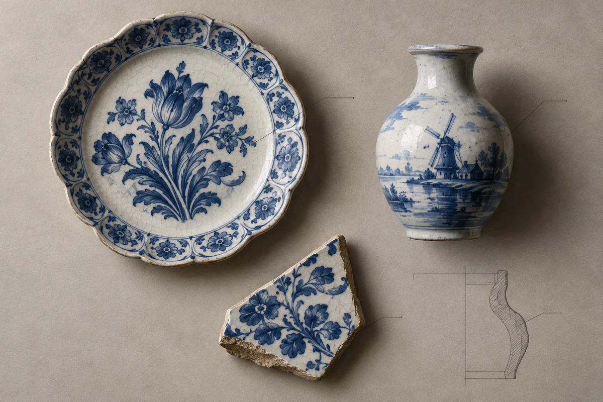 Netherlands: an overhead material and section study of delft blue ceramic.