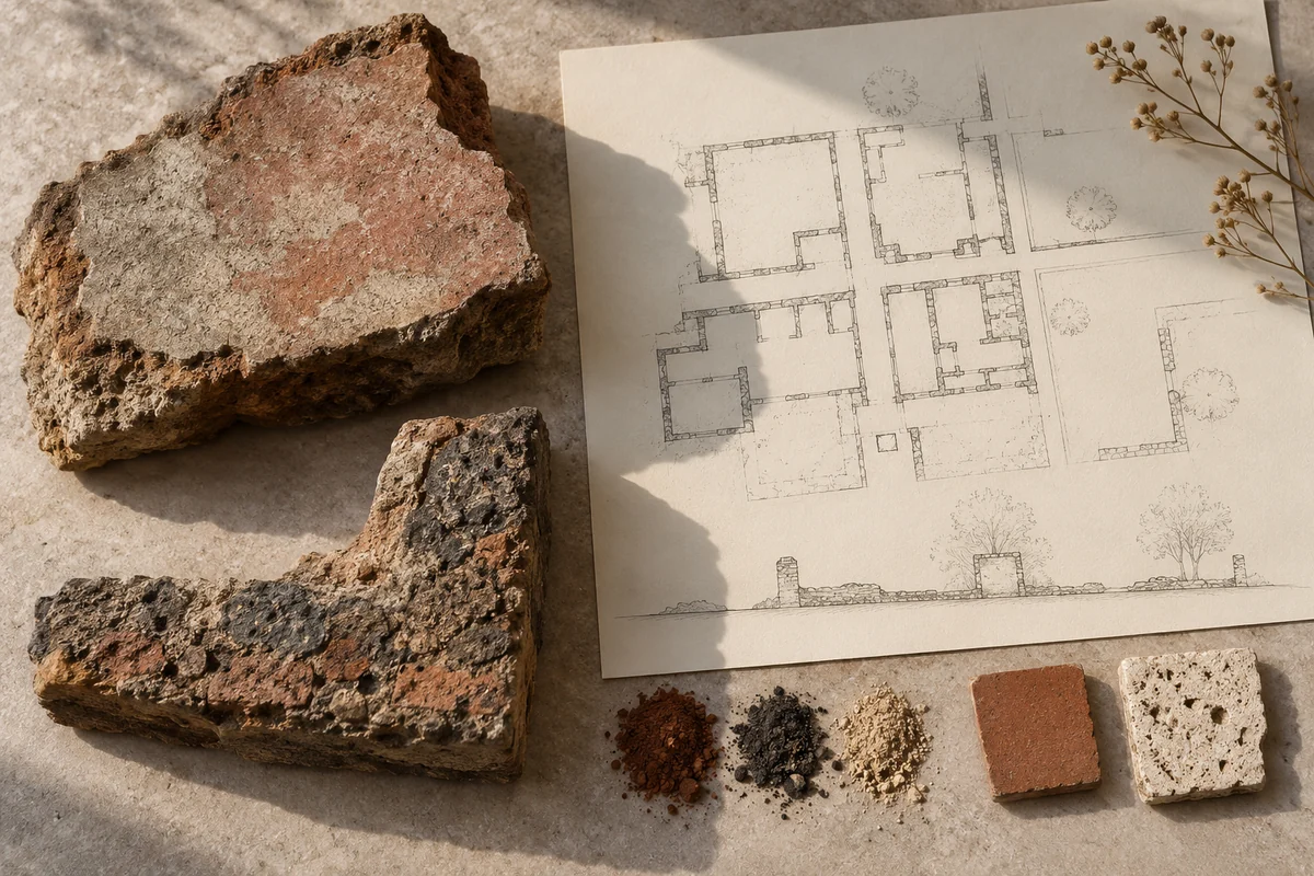 Nicaragua: a tabletop material and section study exploring archaeological footprints & urban grids.