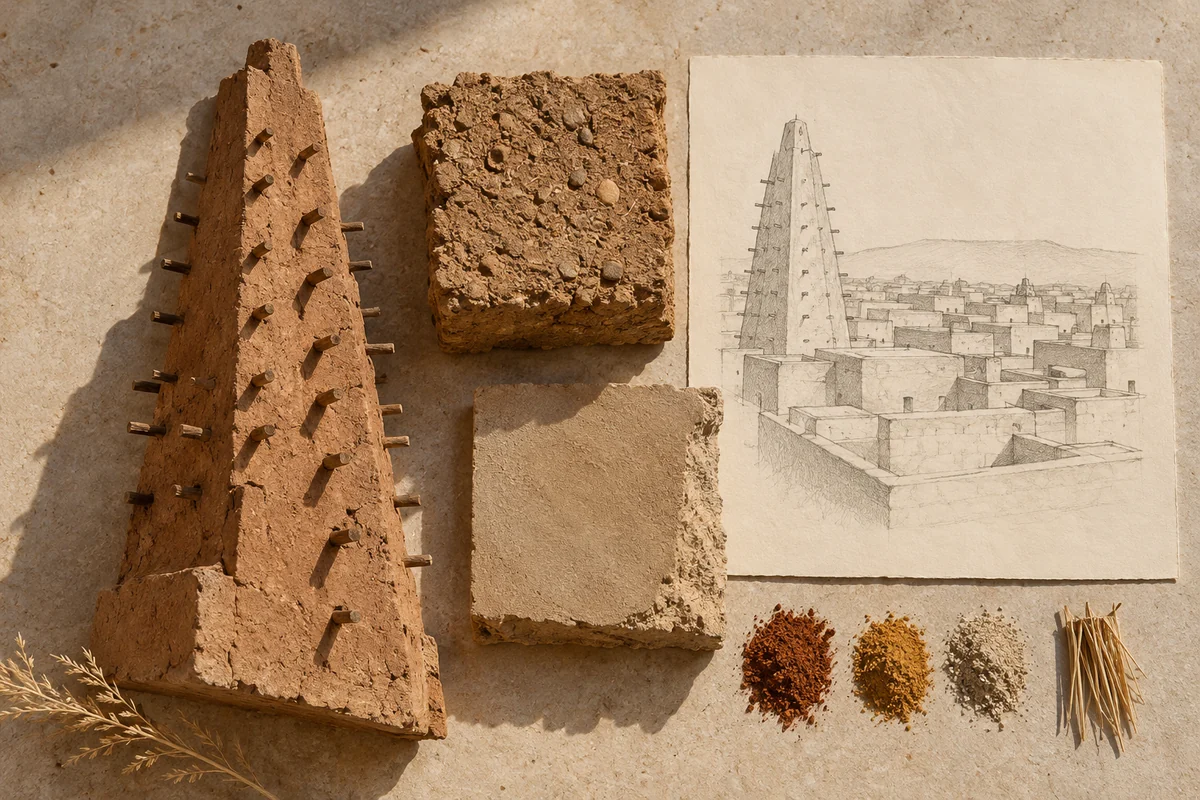 Niger: a tabletop material and section study exploring mud-brick towers & irregular quarters.