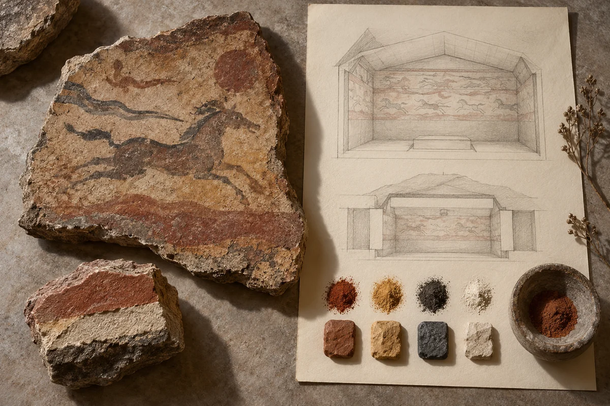 North Korea: a tabletop material and section study exploring tomb chambers & wall painting.