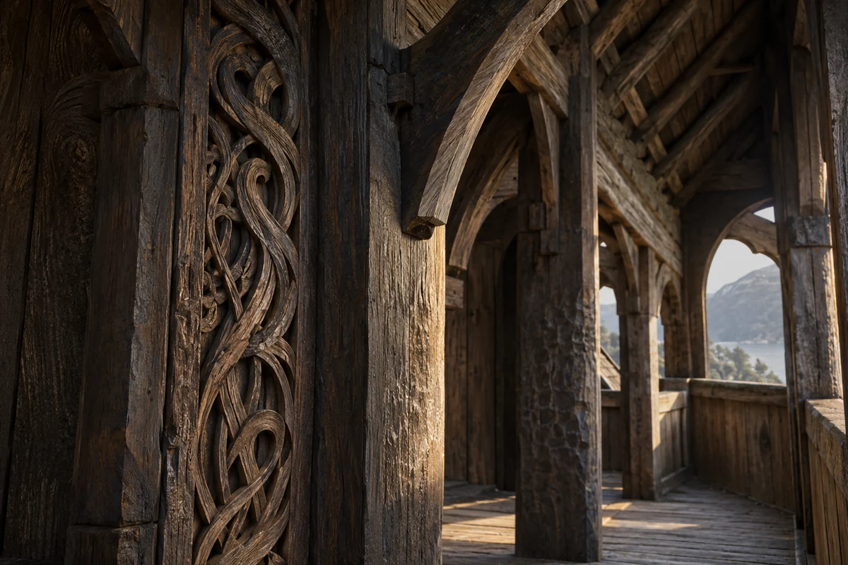 Norway: an imagined spatial interpretation of stave construction & carved timber.