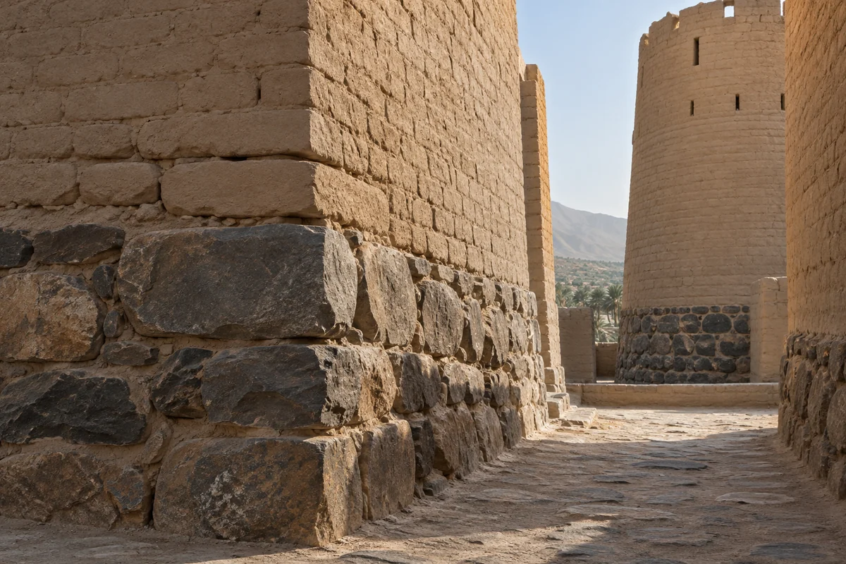 Oman: an imagined spatial interpretation of unbaked brick & stone foundations.