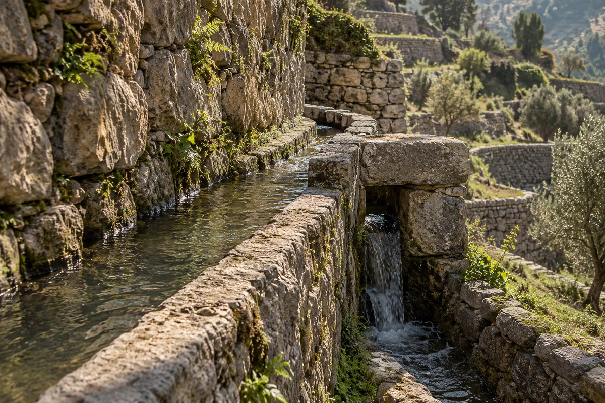 Palestine: an imagined spatial interpretation of stone terraces & shared irrigation.