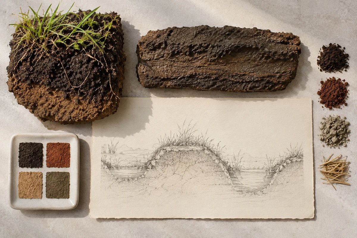 Papua New Guinea: a tabletop material and section study exploring cultivation mounds & drainage lines.