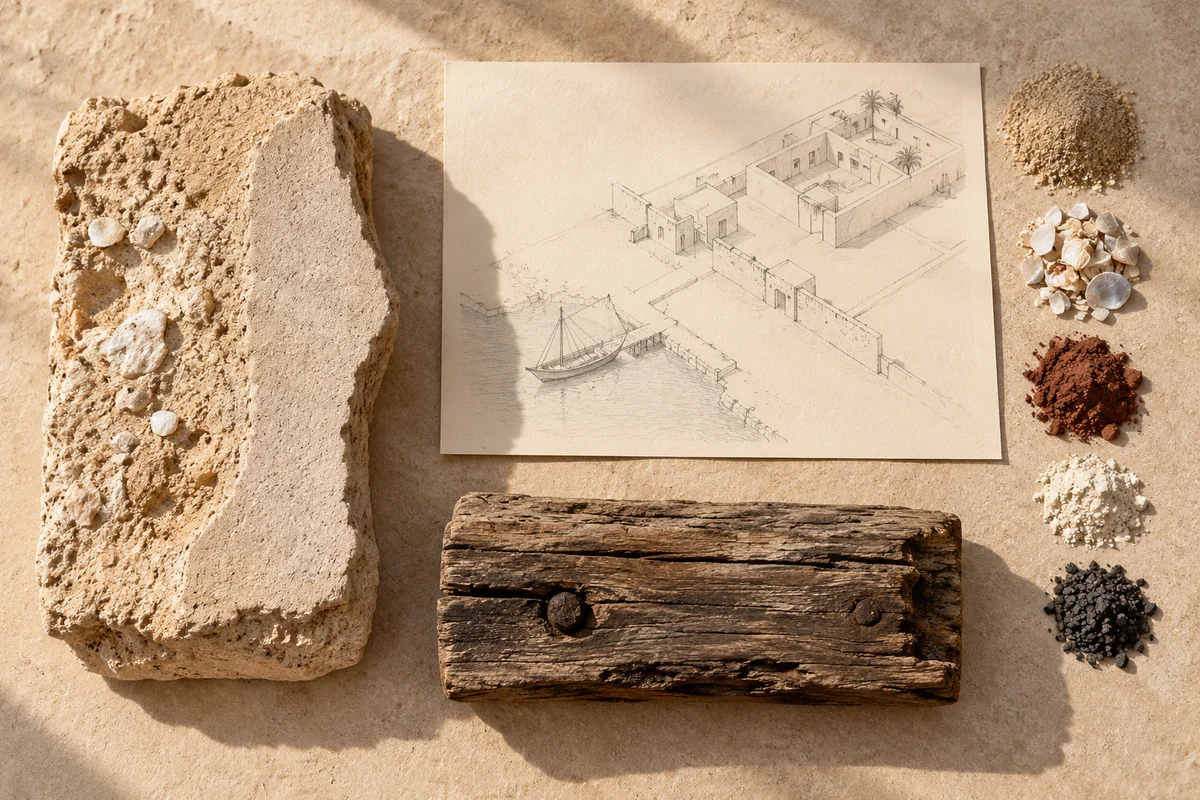 Qatar: a tabletop material and section study exploring courtyard remains & a trading harbour.