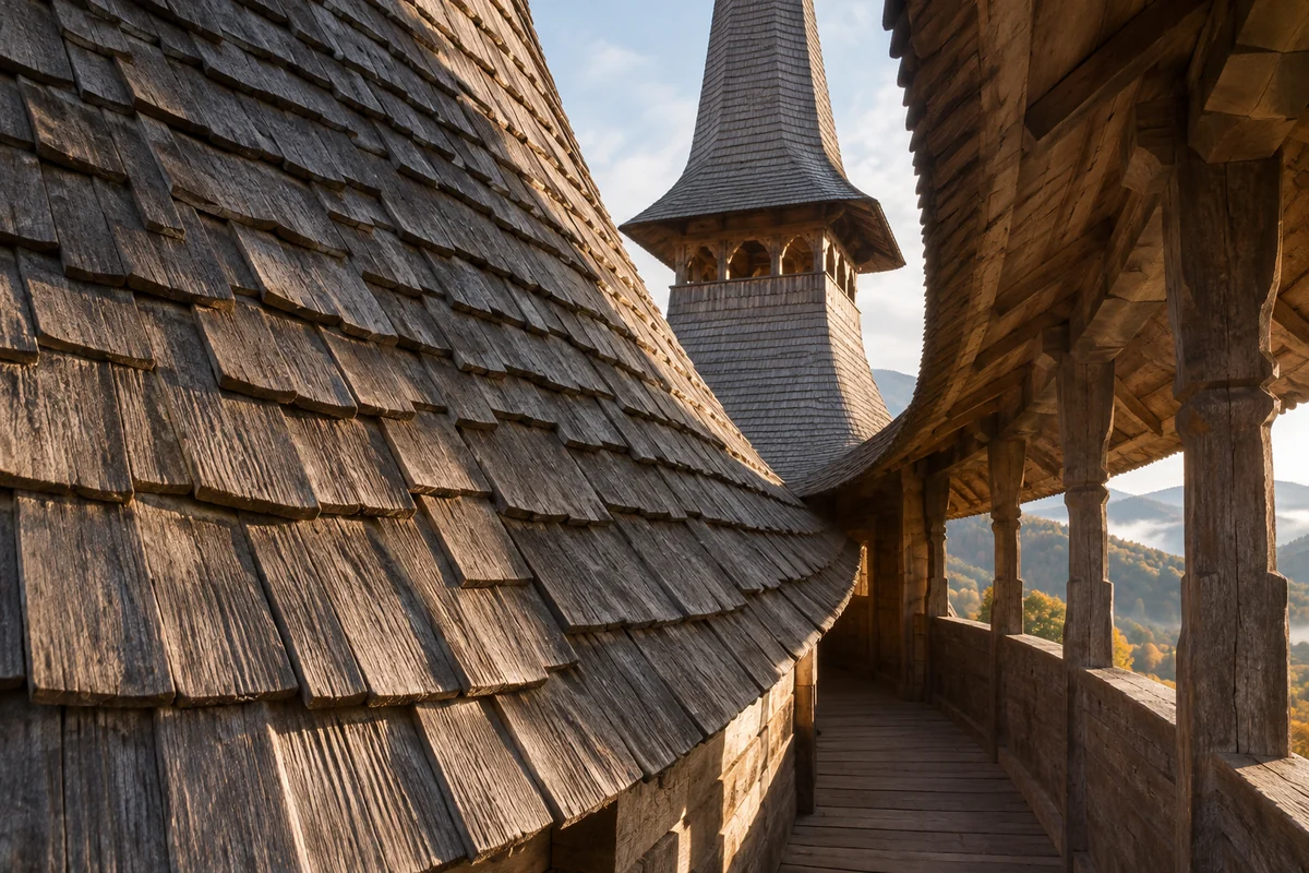 Romania: an imagined spatial interpretation of timber churches & shingled towers.