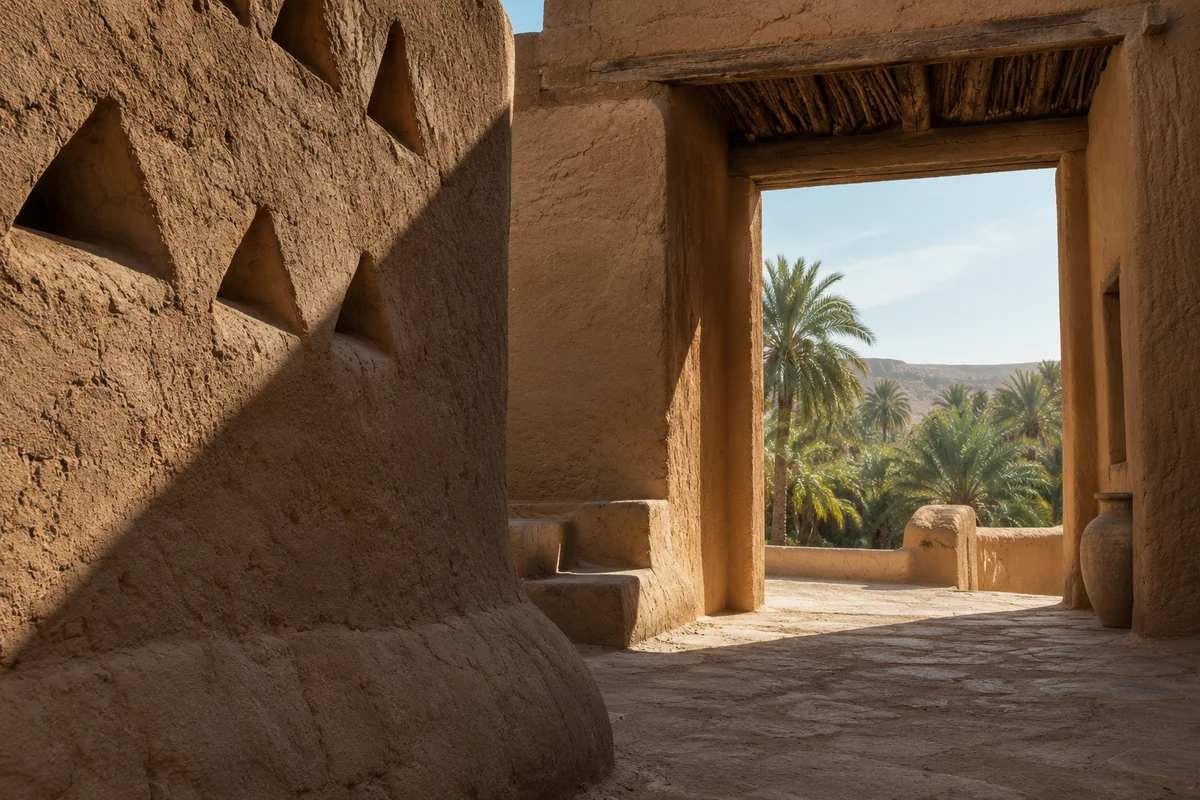 Saudi Arabia: an imagined spatial interpretation of najdi enclosures & an oasis edge.