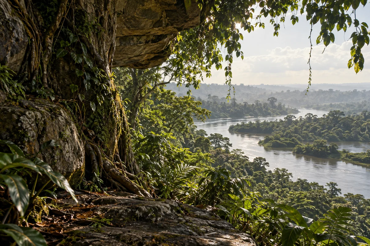 Sierra Leone: an imagined spatial interpretation of rainforest layers & river islands.