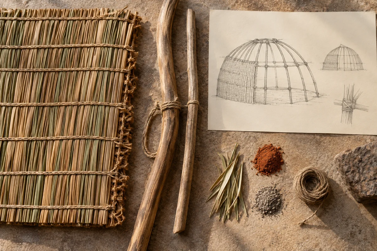 South Africa: a tabletop material and section study exploring portable rush-mat dwellings.
