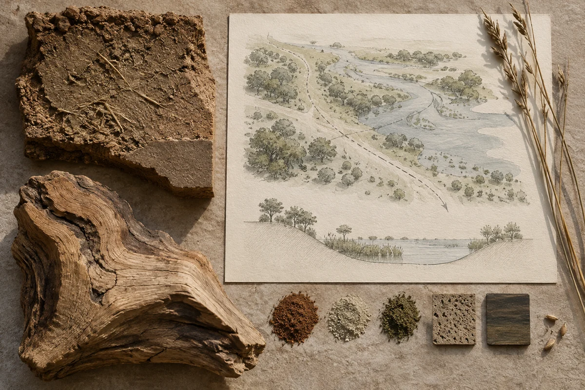 South Sudan: a tabletop material and section study exploring seasonal floodplains & migration routes.