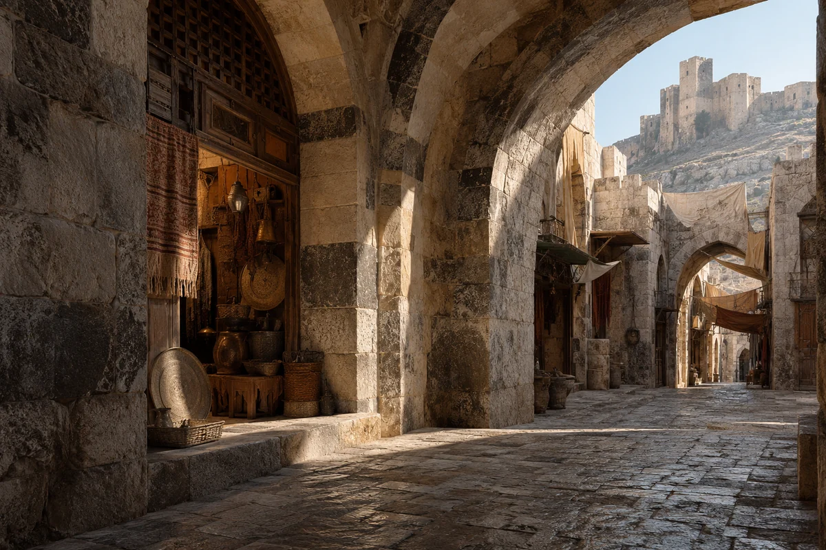 Syria: an imagined spatial interpretation of citadel, souqs & connected urban fabric.