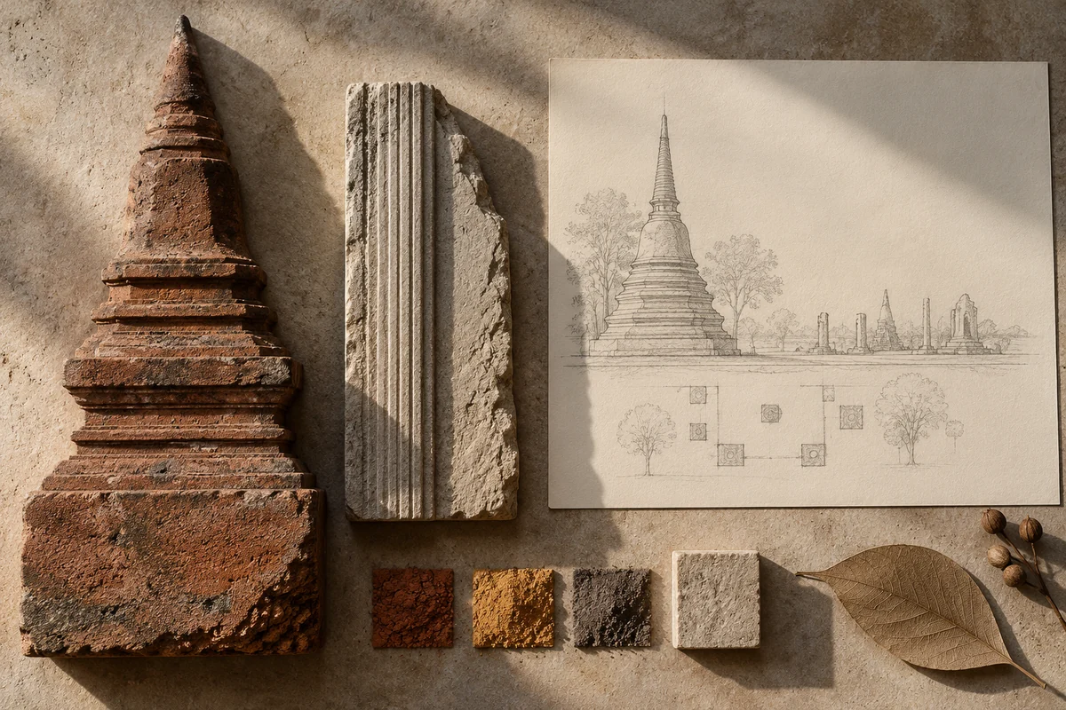 Thailand: a tabletop material and section study exploring monument groups & open precincts.