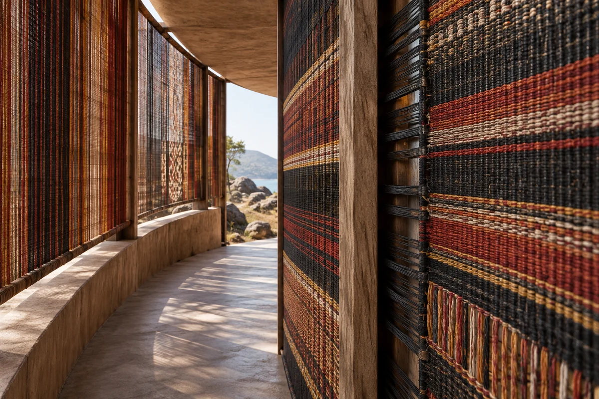 Timor-Leste: an imagined spatial interpretation of tais cotton & dyed threads.