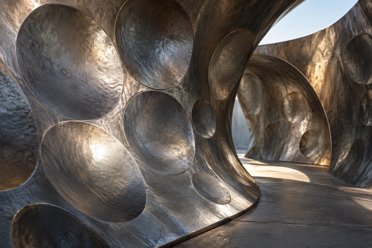 Trinidad and Tobago: an imagined spatial interpretation of shaped steel & tuned surfaces.