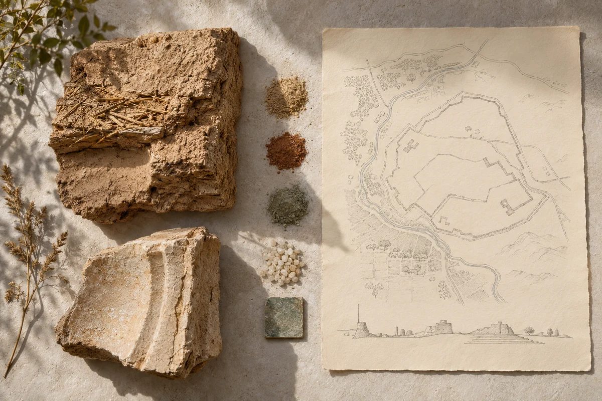 Turkmenistan: a tabletop material and section study exploring oasis-city layers & enduring monuments.