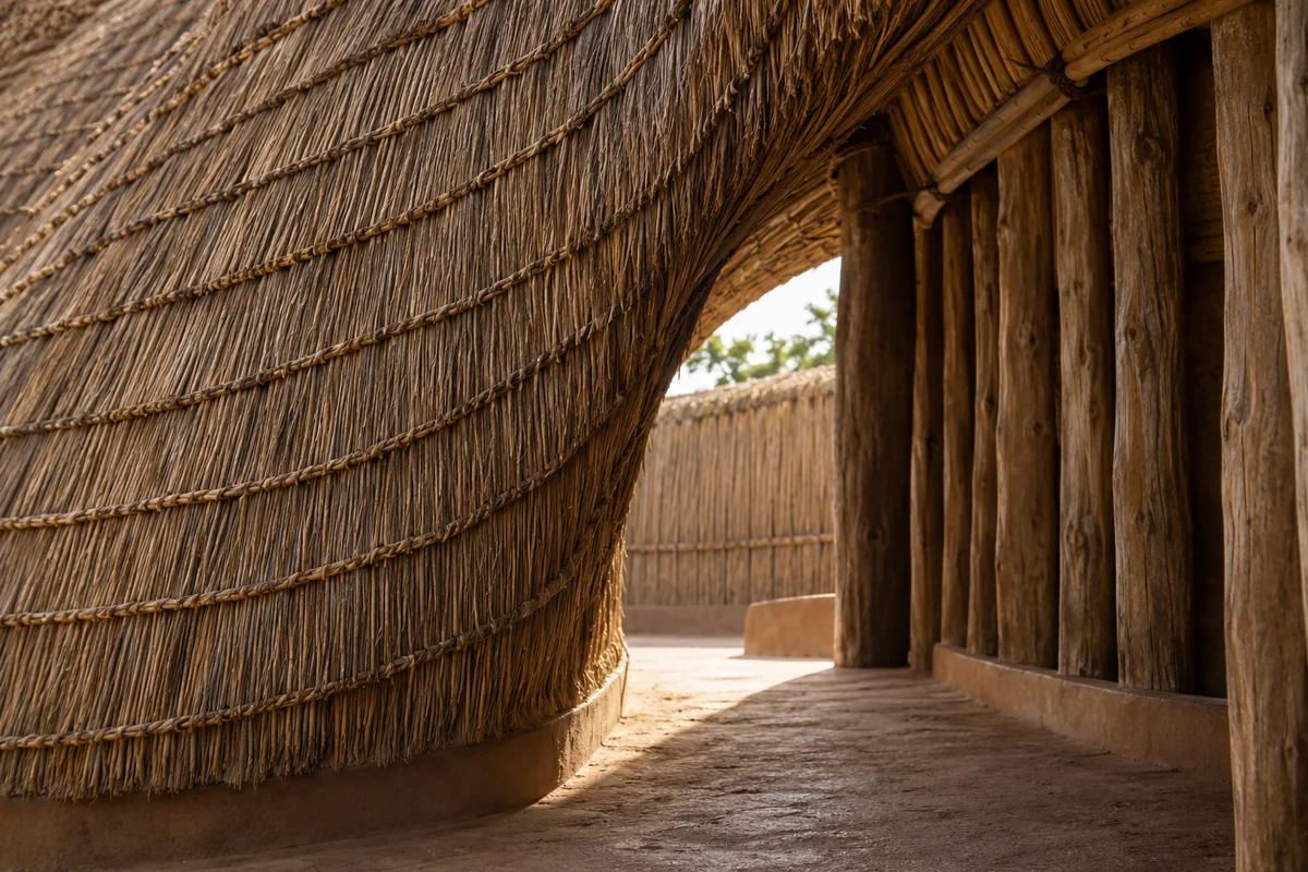 Uganda: an imagined spatial interpretation of thatch, reeds & royal enclosure.